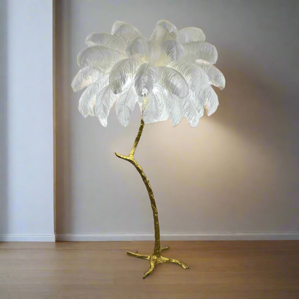 Feather vloerlamp met struisvogelveren – vloerlampen collectie Urban Trendz