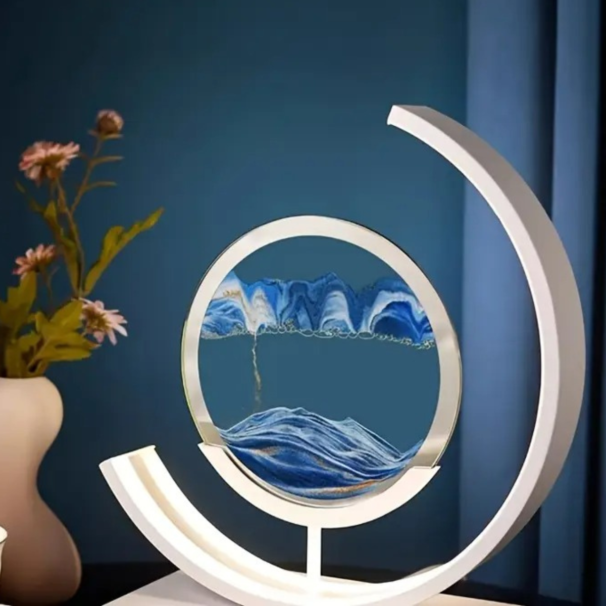 Geometrische Zandkunst Tafellamp – Artistiek Design & Dynamisch Lichtspel