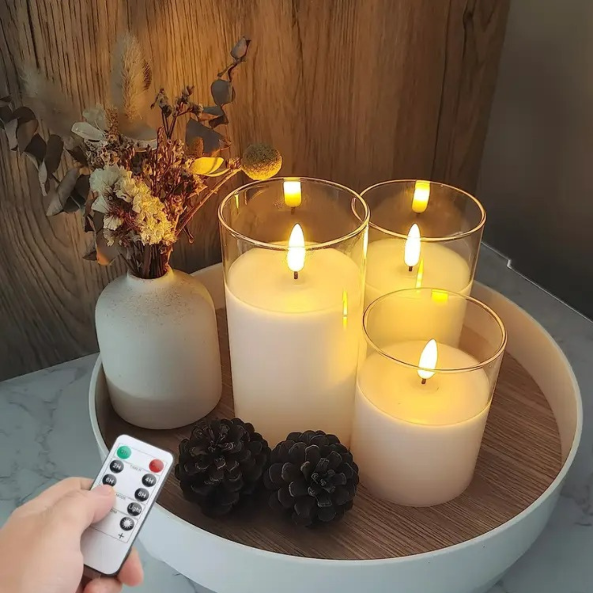 Luxe Draadloze LED Kaarsen - Set van 3 – Realistisch Flikkerlicht met Afstandsbediening