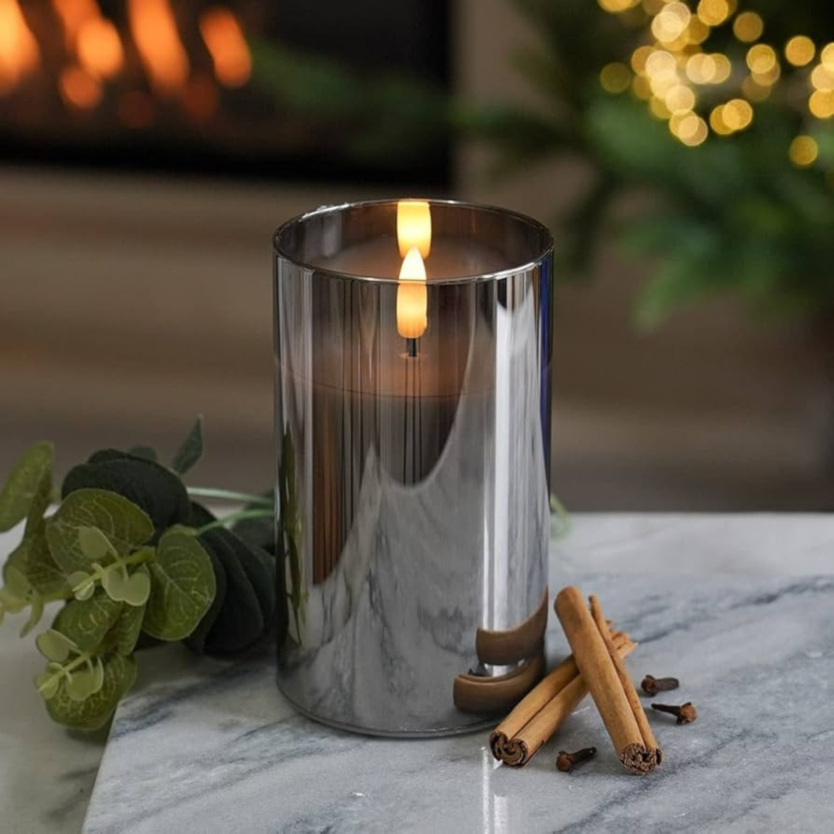 Set van 3 LED-kaarsen – Gerookt glas - Met Afstandsbediening & Timer