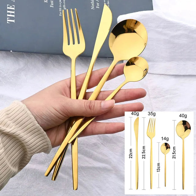 The Ultimate Cutlery Set in a Luxury Box: 24-piece Gold or Silver - The Perfect Gift!
