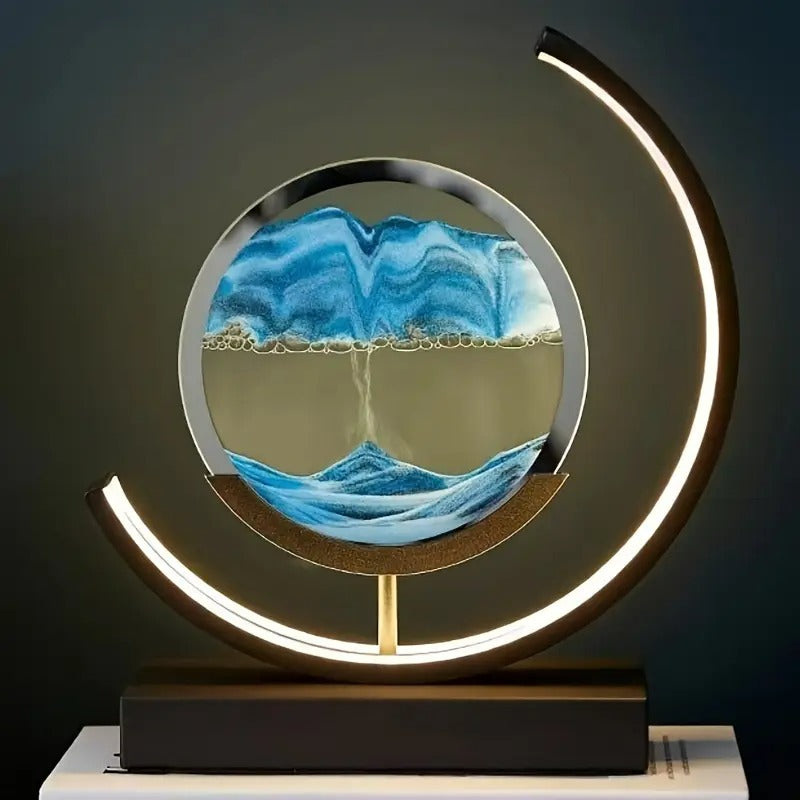 Geometrische Zandkunst Tafellamp – Artistiek Design & Dynamisch Lichtspel