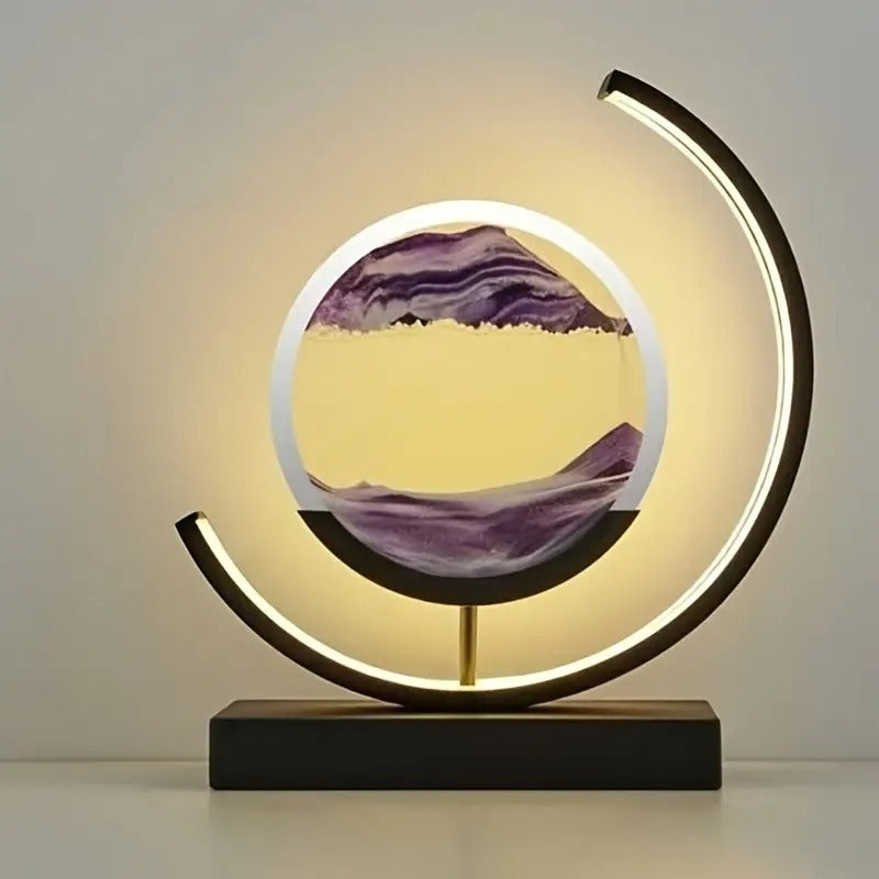 Geometrische Zandkunst Tafellamp – Artistiek Design & Dynamisch Lichtspel