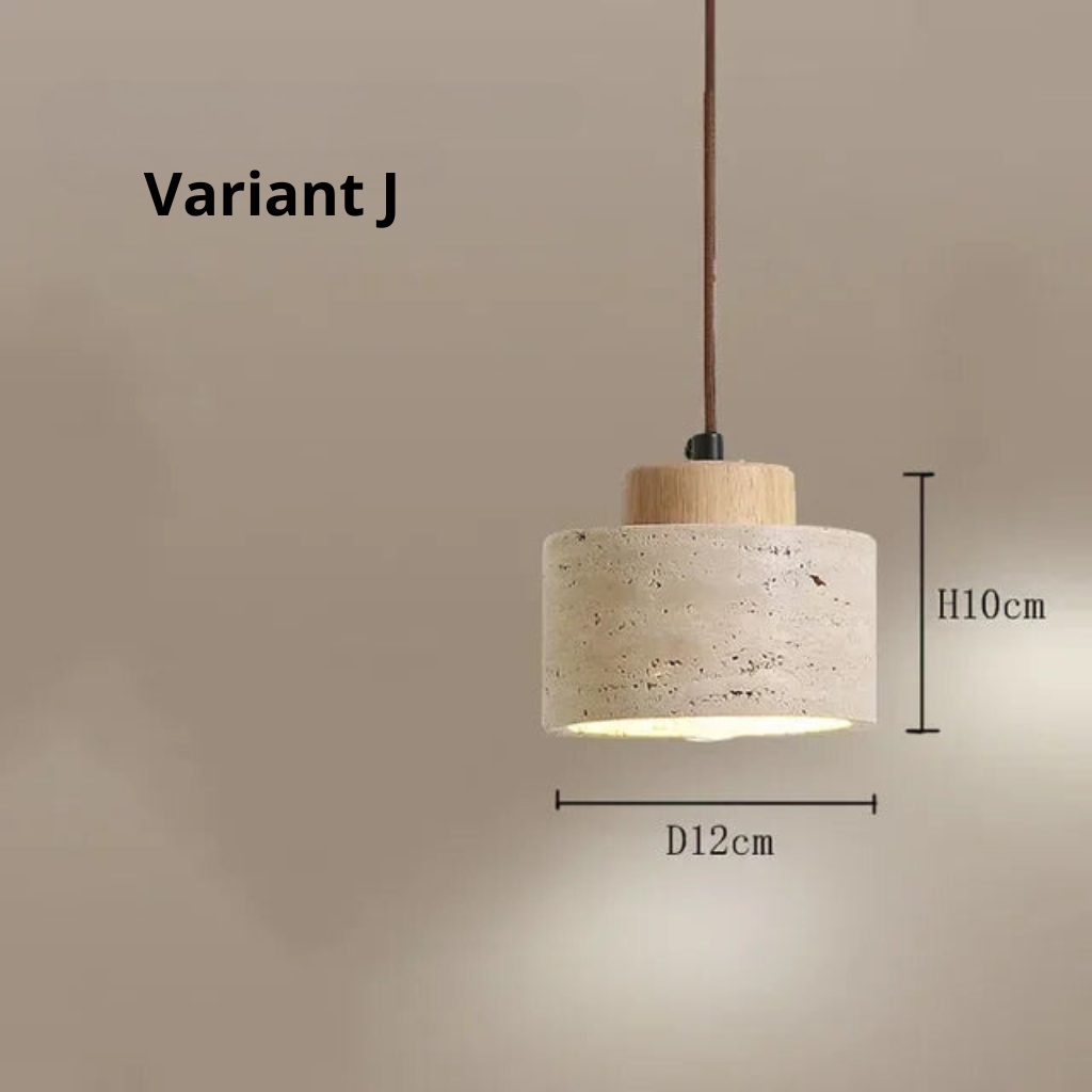 Travertijn Houten Hanglamp extra aanzicht