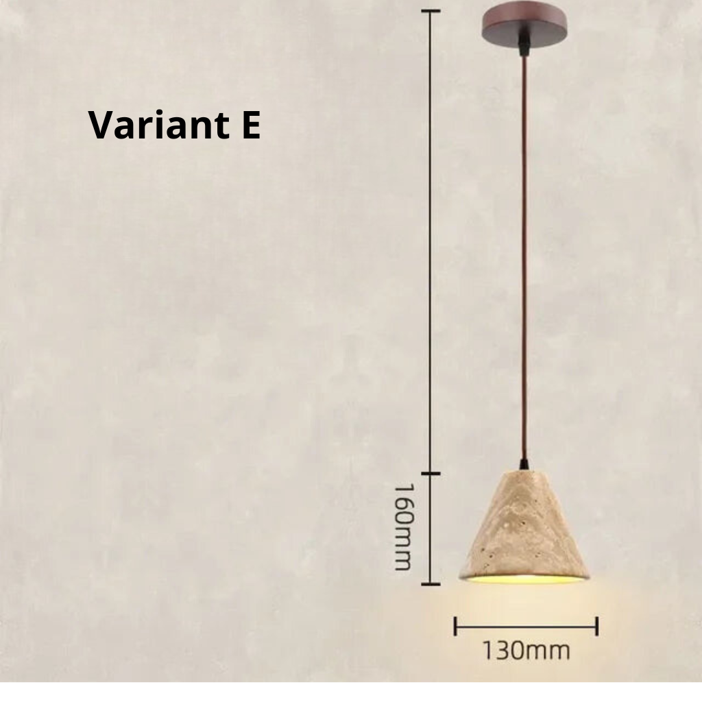 Travertijn Houten Hanglamp vanuit ander perspectief