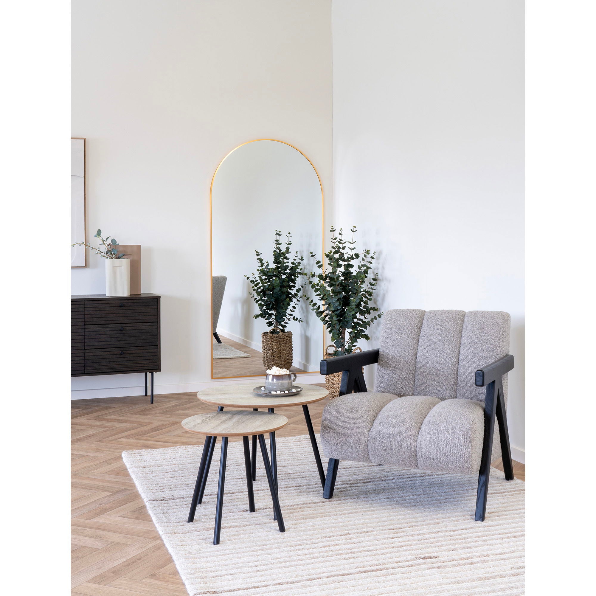 Madrid Spiegel 90x180 cm – Zwart Aluminium Frame