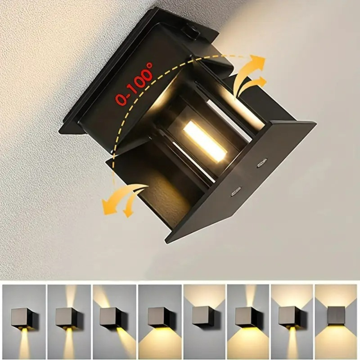 LED Wandlamp – Zwart – Warm Wit – 10x10x10 cm – Voor Binnen & Buiten