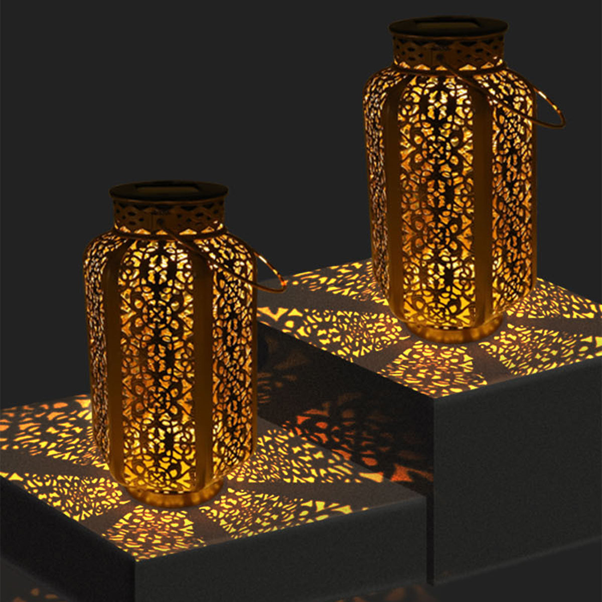 zonne-energie buitenlamp sfeervol lichtpatroon op zonne-energie