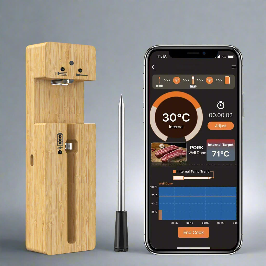 Smart Bluetooth Thermometer – Voor Perfect Gegaard Vlees op BBQ & in Oven