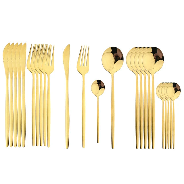 The Ultimate Cutlery Set in a Luxury Box: 24-piece Gold or Silver - The Perfect Gift!