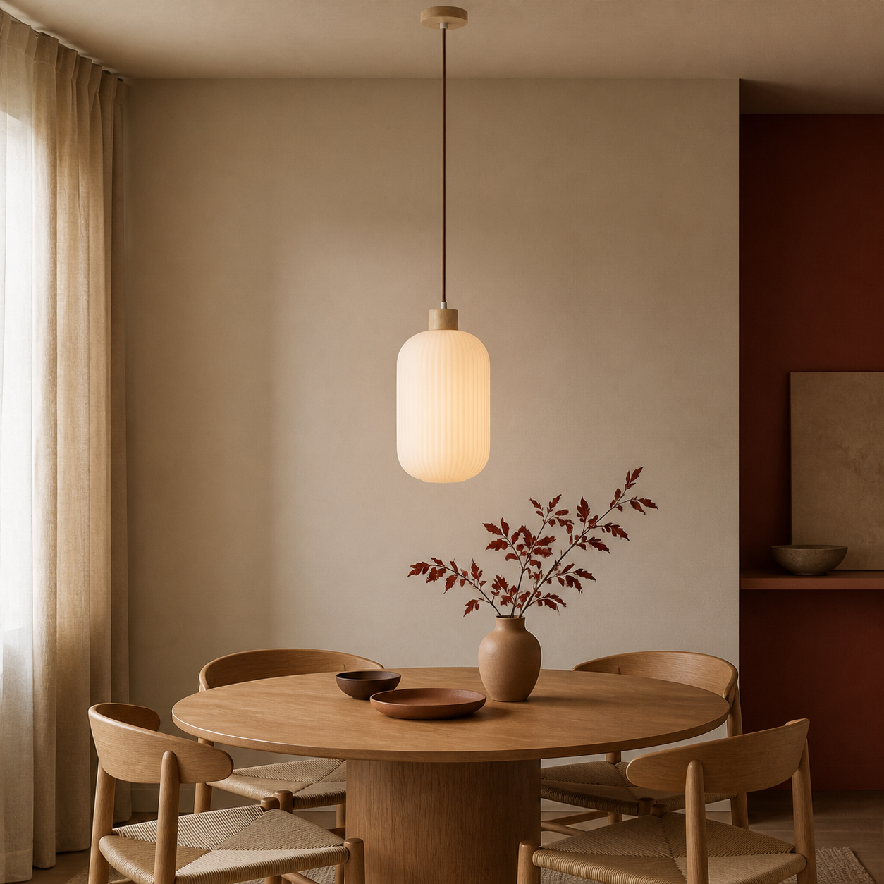 Argalo glazen hanglamp correct gemonteerd boven eettafel