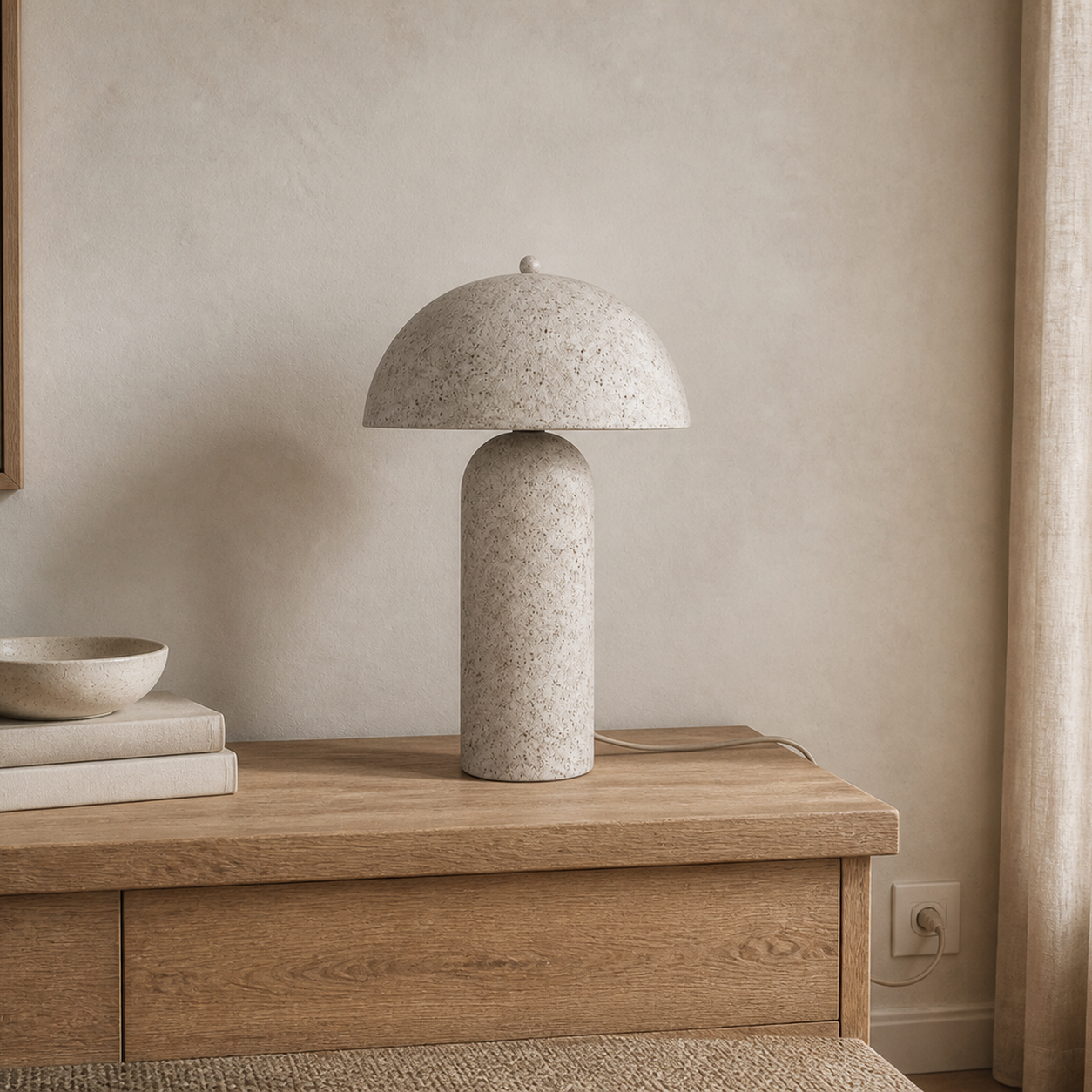 Astley tafellamp in steenlook op dressoir
