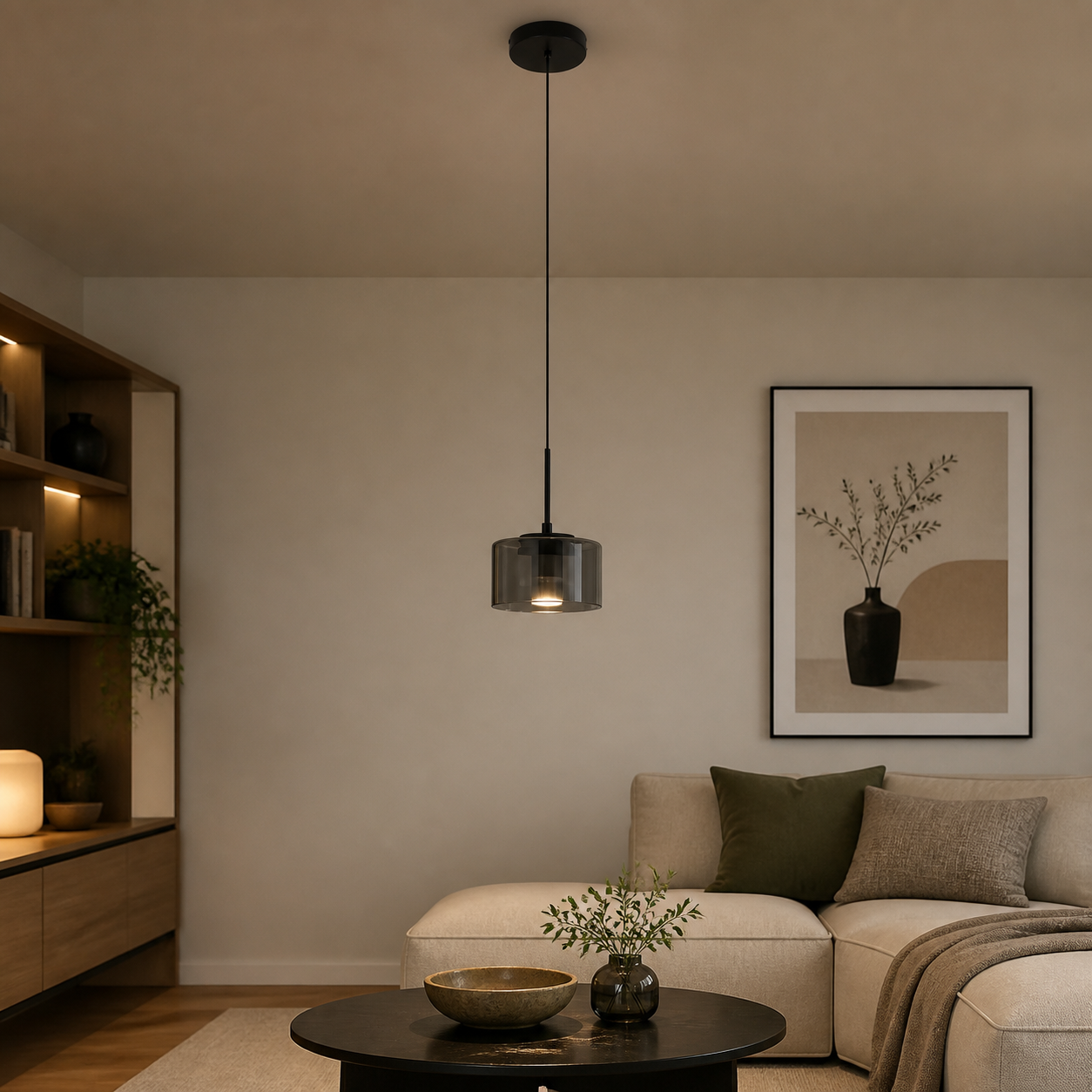 Cholet Rookglazen LED Hanglamp foto 3