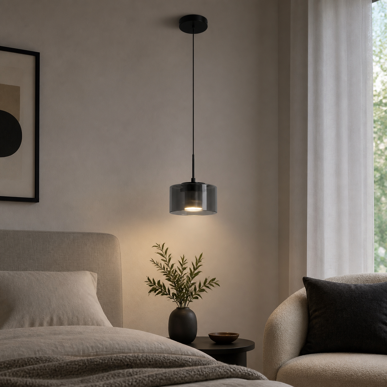 Cholet Rookglazen LED Hanglamp foto 5