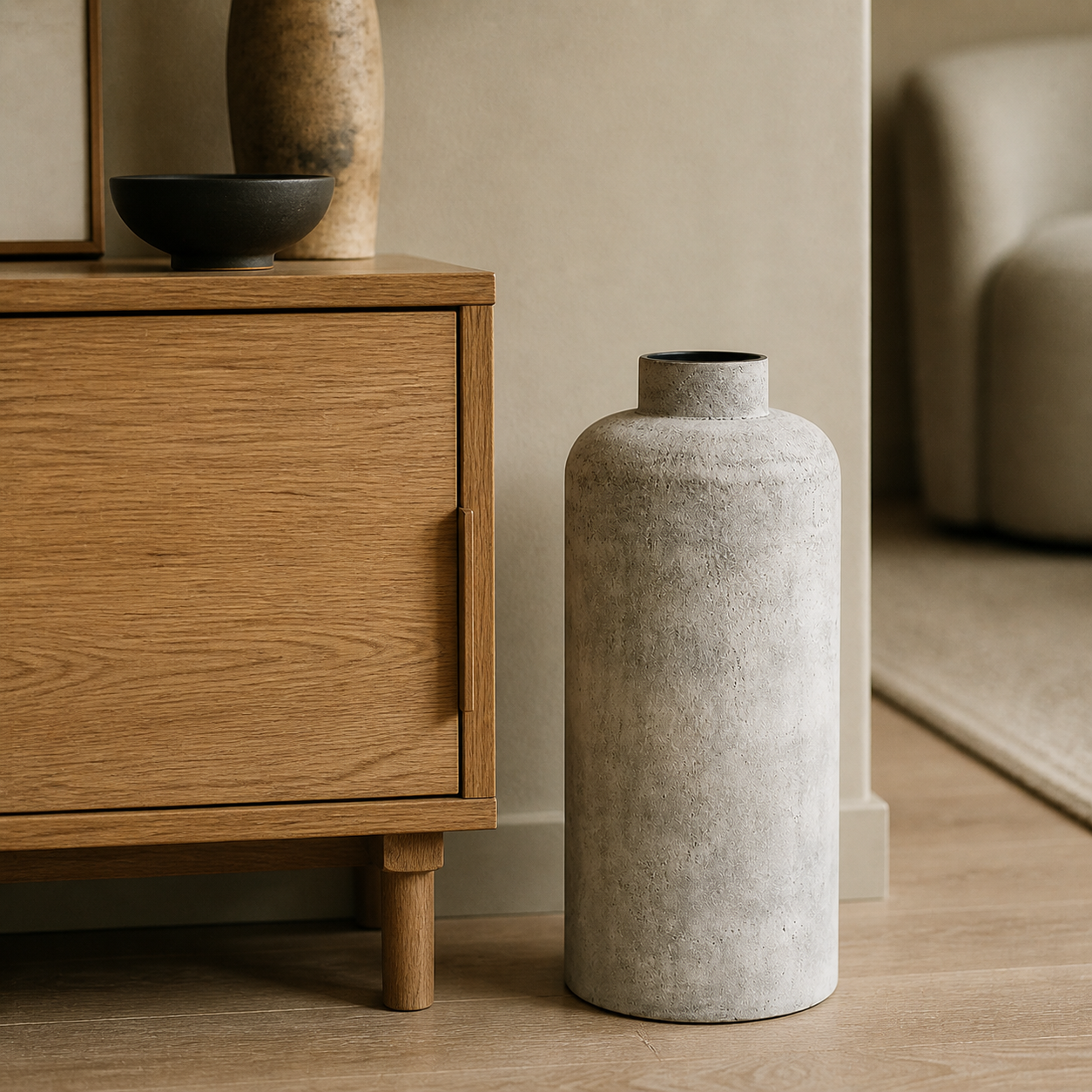Hou vaas in woonkamer