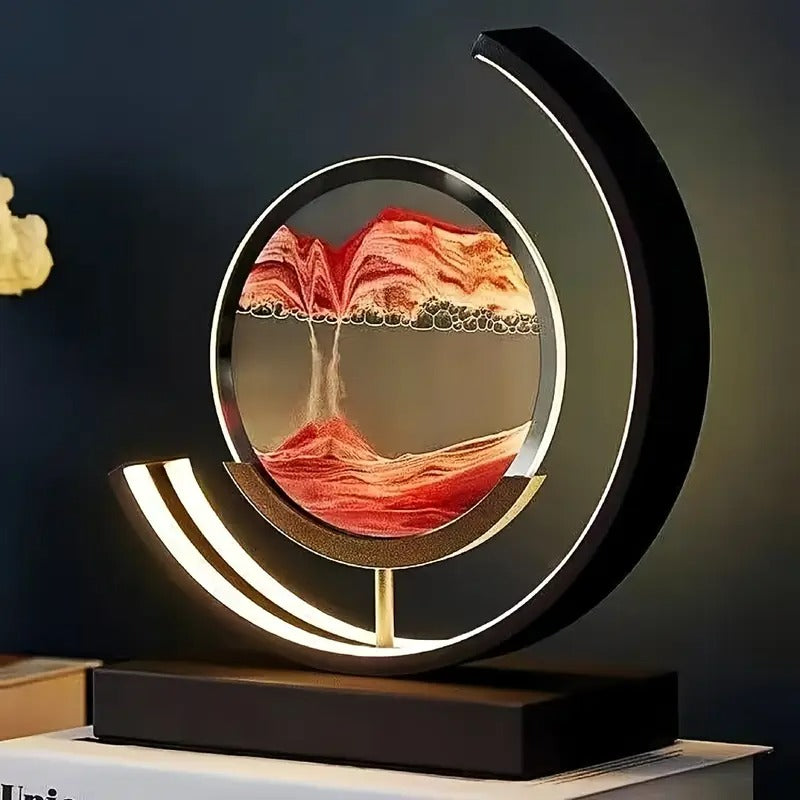 Artistieke zandkunst tafellamp op dressoir