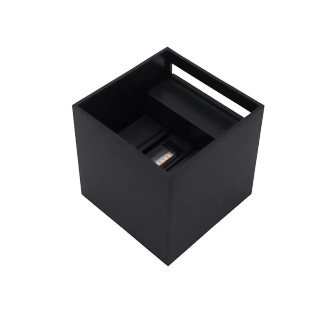 Zwarte LED Wandlamp detail van vorm en afwerking