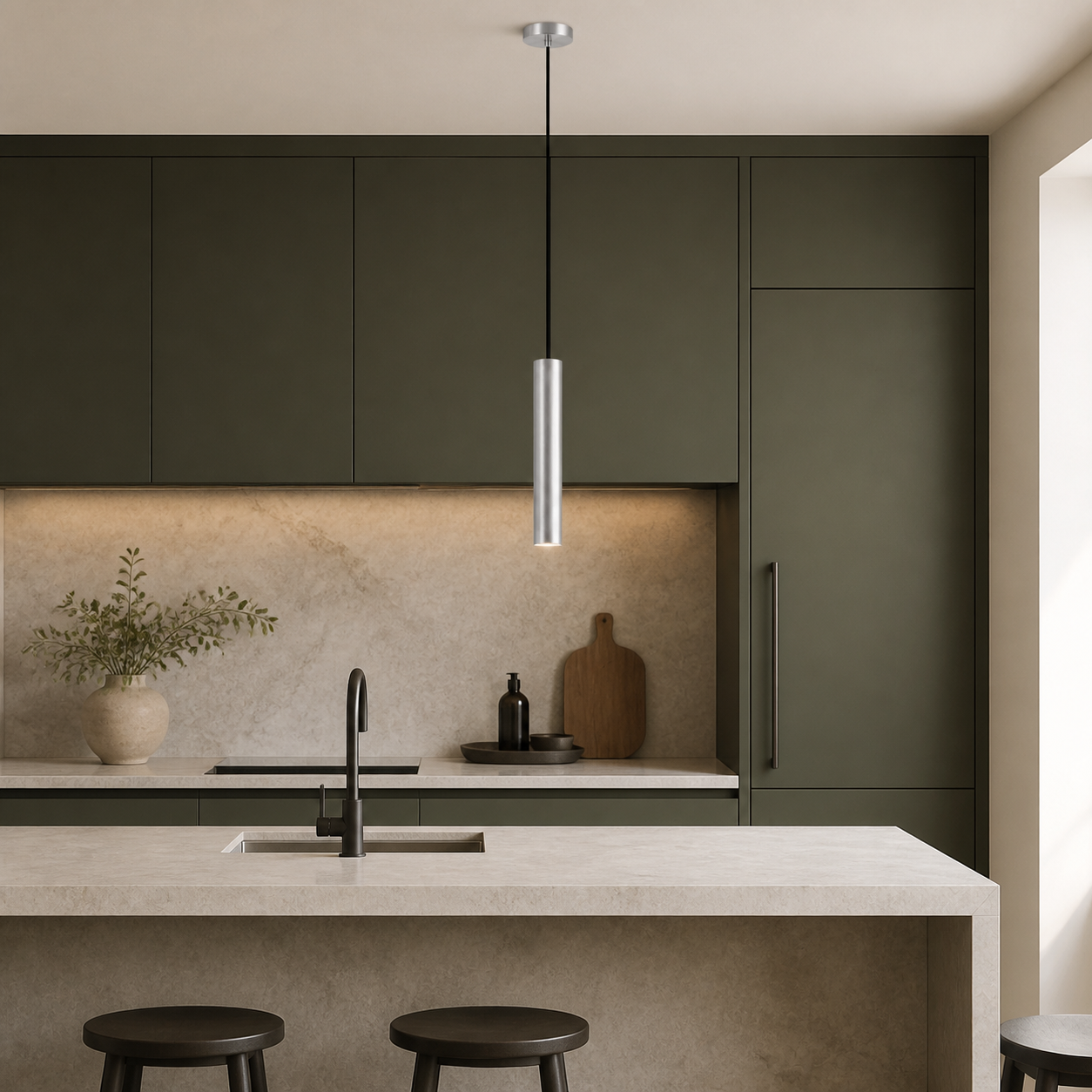 Paris smalle hanglamp correct gemonteerd boven keuken
