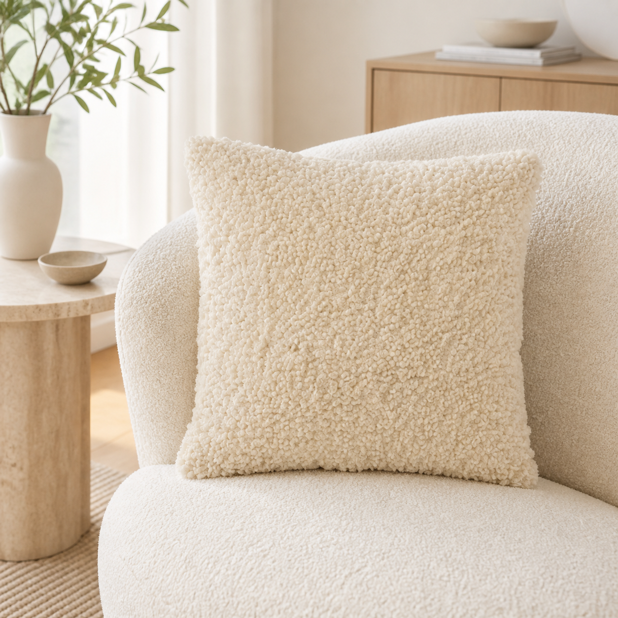 Tossa teddy kussen op fauteuil